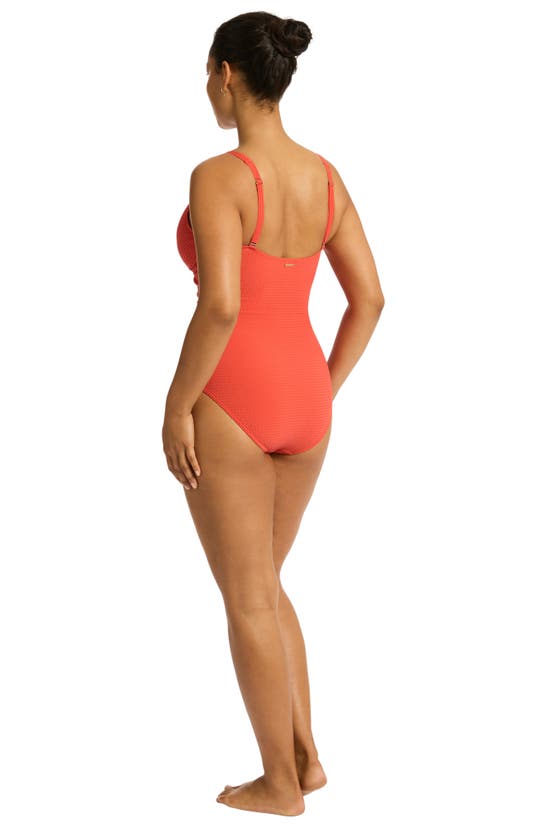 Shop Sea Level Cross Front Multifit One-piece Swimsuit In Flame