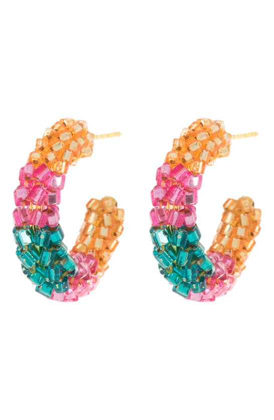 Ayounik Beaded Hoop Earrings In Multi
