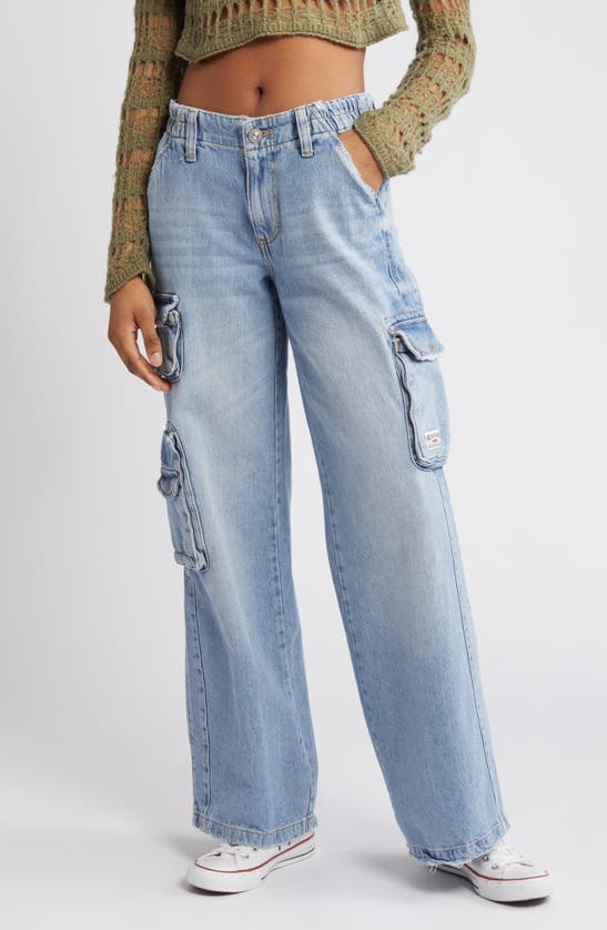 Shop Bdg Urban Outfitters Y2k Low Rise Cargo Jeans In Light Vintage