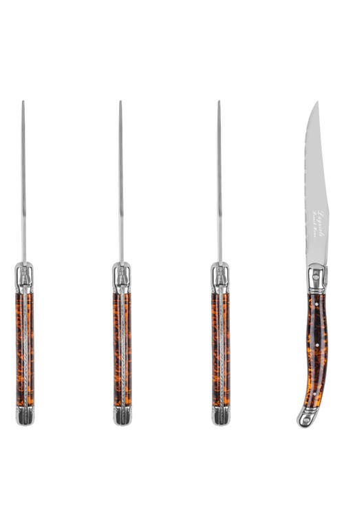 French Home Set Of 4 Laguiole Connoisseur Steak Knives In Tortoise Shell