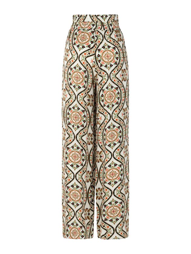 Shop Nocturne Printed Wide Leg Pants In Multi-colored