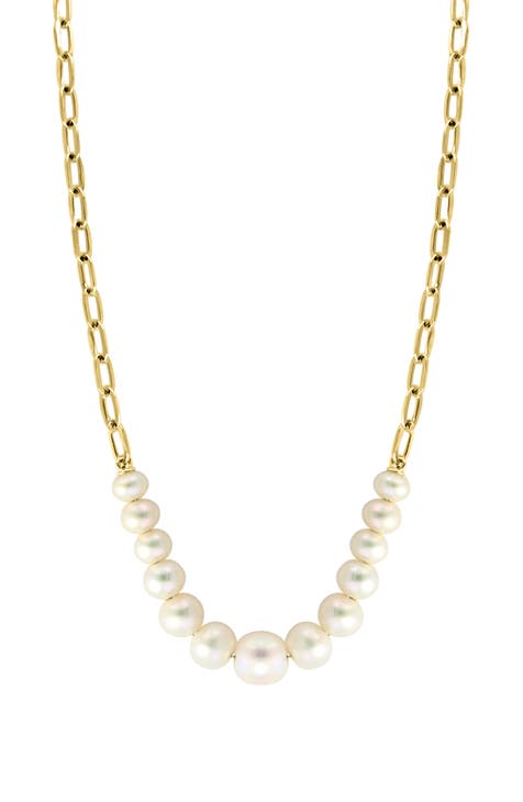 14K Yellow Gold 4–6.5mm Freshwater Pearl Frontal Necklace