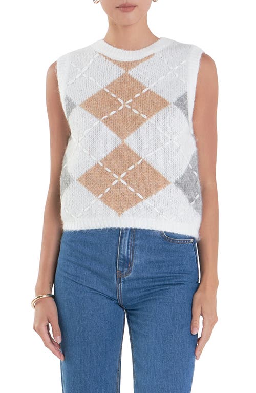 English Factory Argyle Sweater Vest In White