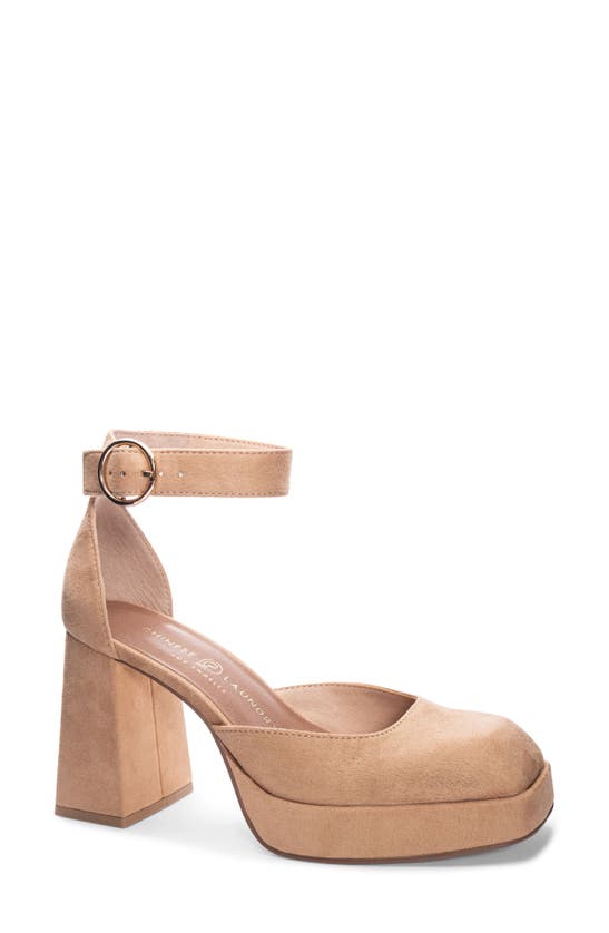 Chinese Laundry Oaklen Ankle Strap Platform Pump In Nude