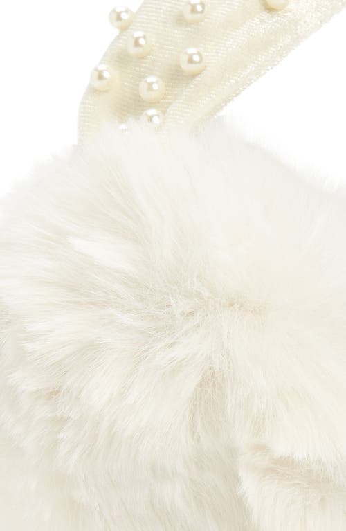 Surell Kids' Imitation Pearl Embellished Faux Fur Earmuffs In Ivory/ivory