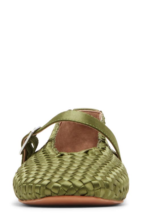 Shop Steve Madden Dreaming Mary Jane Flat In Olive Satin