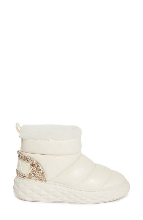 Shop Jimmy Choo Xan Embellished Wedge Puffer Boot In X Latte Mix