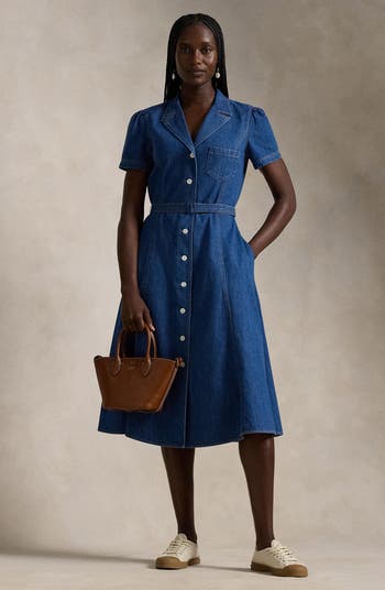 Polo Ralph Lauren Hampton Belted Denim Midi Shirtdress Nordstrom