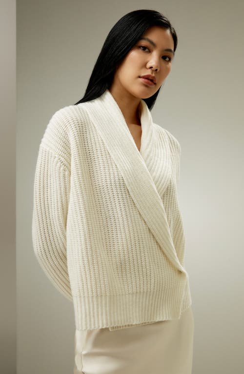 Lilysilk Shawl Collar Drop Shoulder Knit Cardigan In White
