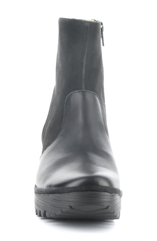 Shop Fly London Yuxi Wedge Boot In Black Dublin/cup