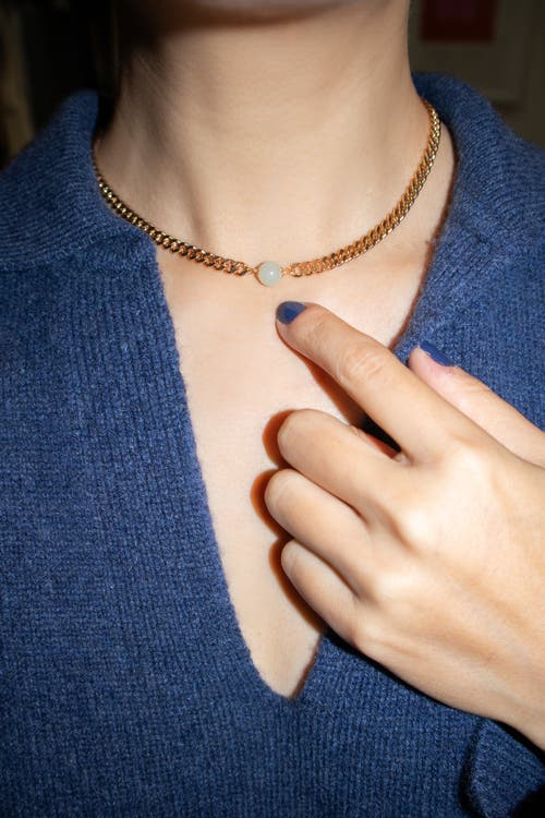Seree Charlotte Green Jade Gold Chain Necklace In Gold