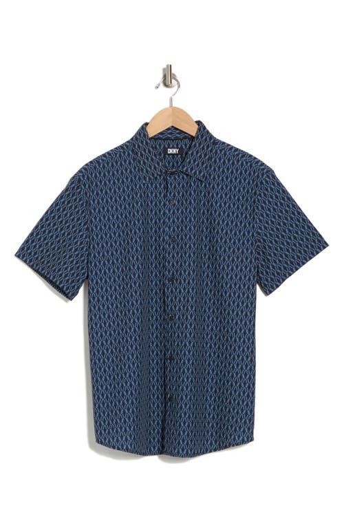 Shop Dkny Sportswear Dkny Jordan Short Sleeve Button-up Shirt In Blue/black