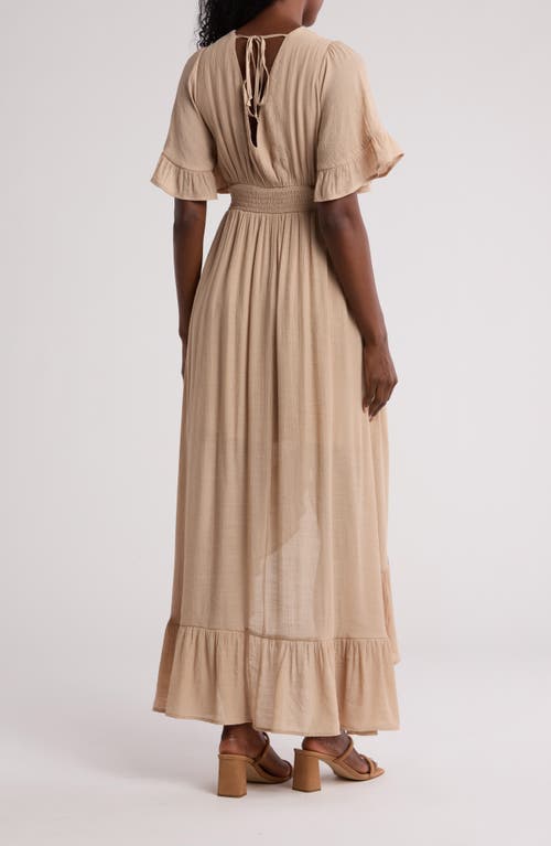 Wishlist Lace Trim High-low Dress In Taupe