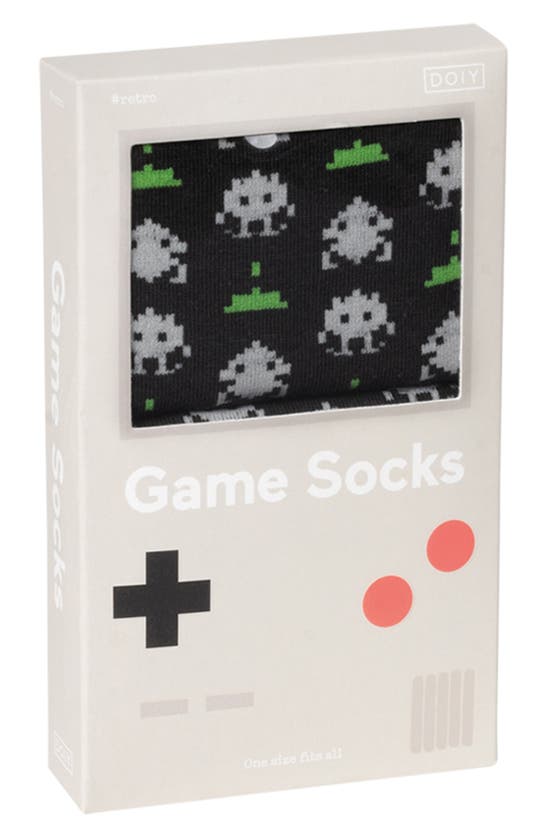 Shop Doiy Game Crew Socks In Black/ Green Multi
