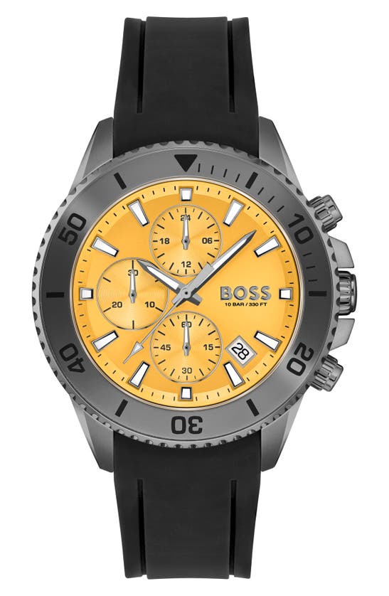 Hugo Boss Admiral Chronograph Silicone Strap Watch, 45mm In Black Yellow