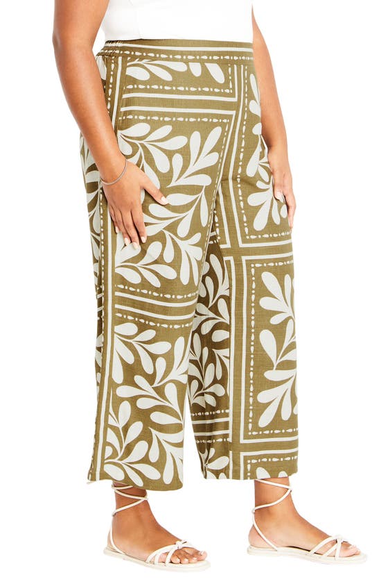 City Chic Modern Muse Ankle Wide Leg Pants In Juniper Tile
