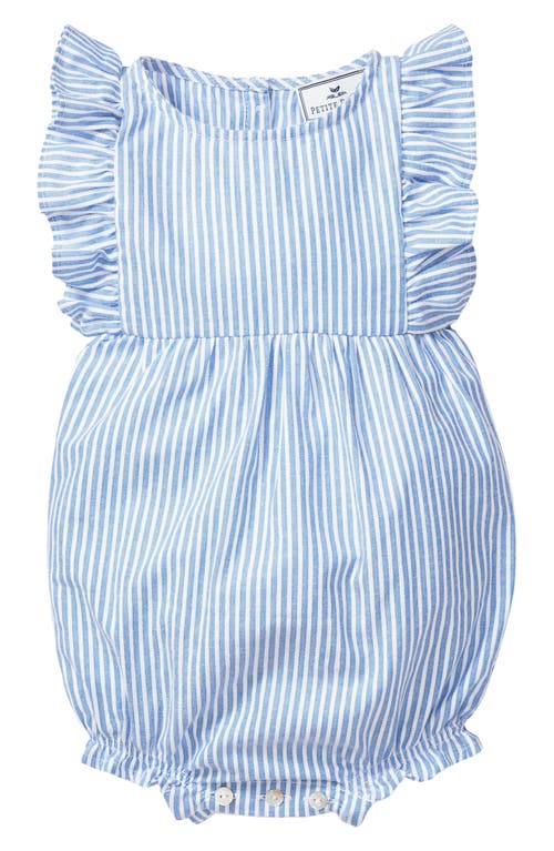 Petite Plume Ruffle Trim Seersucker One-Piece Pajamas Blue at Nordstrom,