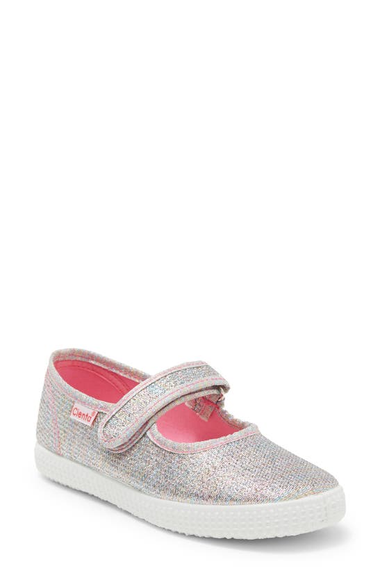 Shop Cienta Mary Jane Sneaker In Light Rainbow Sparkle