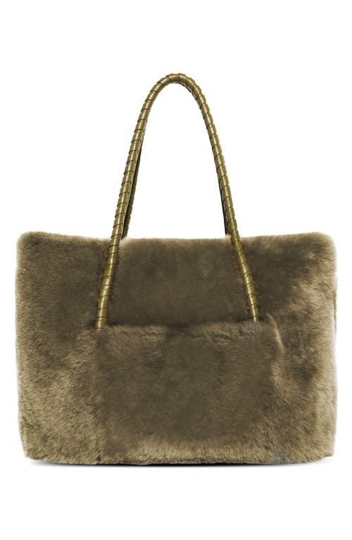 Aimee Kestenberg Embrace Genuine Shearling Tote In Kelp Shearling