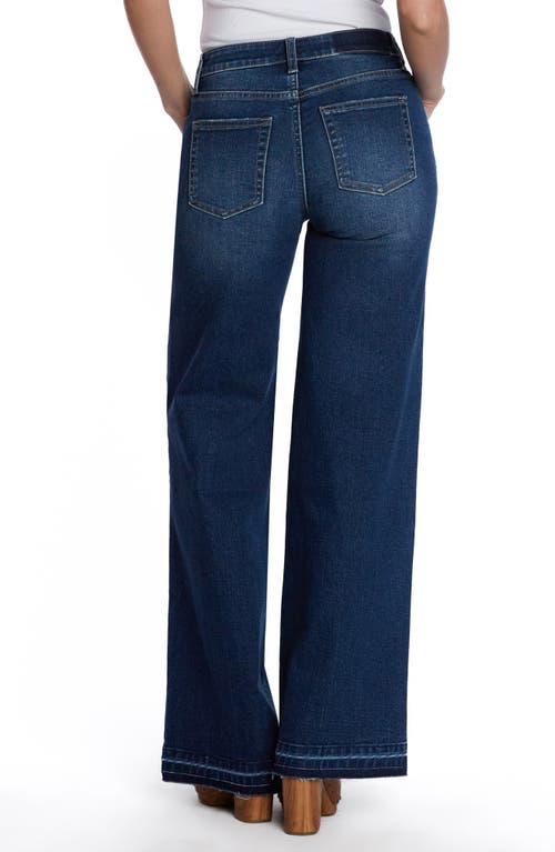 Shop Hint Of Blu Deconstructed Wide Leg Jeans In Ripped Blue