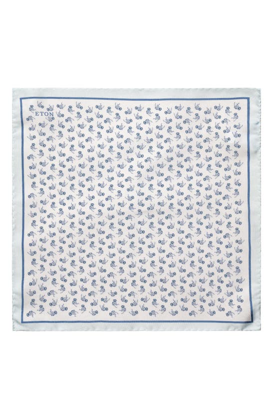 Shop Eton Jellyfish Print Silk Pocket Square In Light Pastel Blue