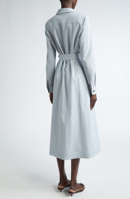 Shop Lafayette 148 New York Sonny Belted Long Sleeve Midi Shirtdress In Atlas Melange