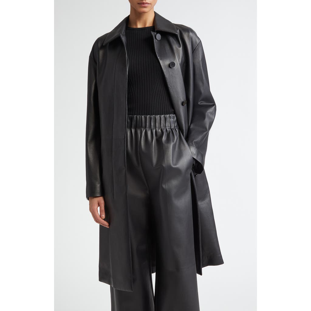 Shop Fforme Joss Lambskin Leather Coat In Black