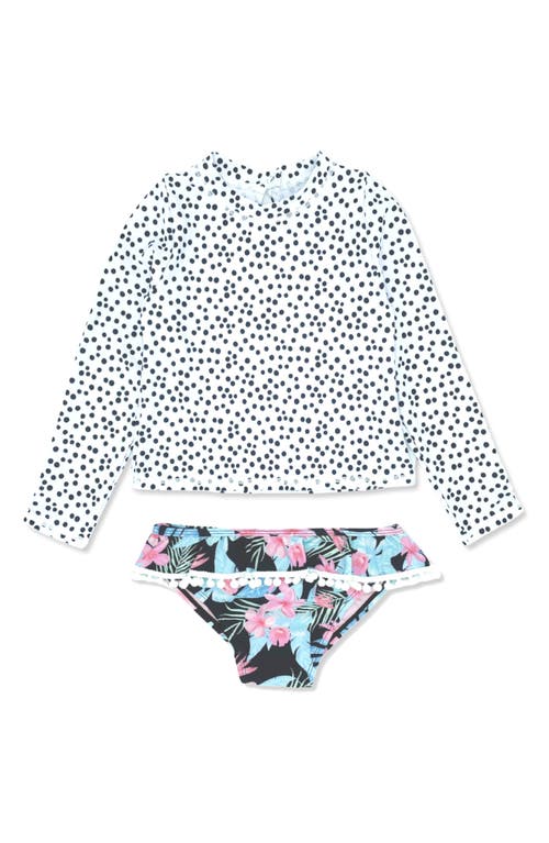 Feather 4 Arrow Kids' Sandy Toes Long Sleeve Two-Piece Swimsuit in Blk