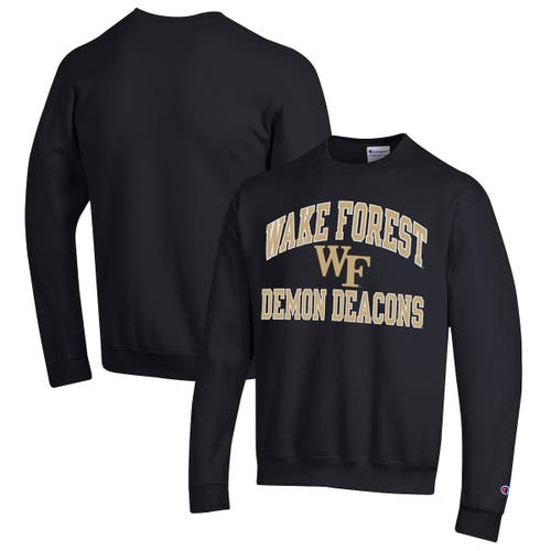 Men's Champion Black Wake Forest Demon Deacons High Motor Pullover Sweatshirt
