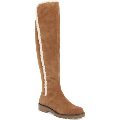 Sole Society Juno Faux Shearling Trim Boot- Brown