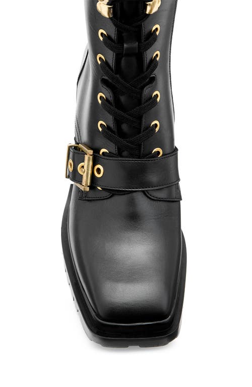 Shop Allsaints Indaria Combat Boot In Black/warm Brass