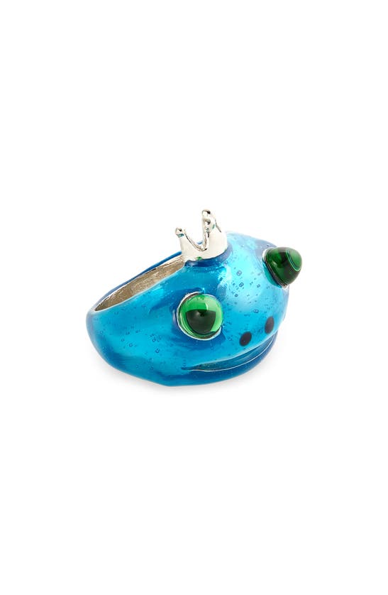 Collina Strada Frog Prince Recycled Pewter Ring In Mask Blue