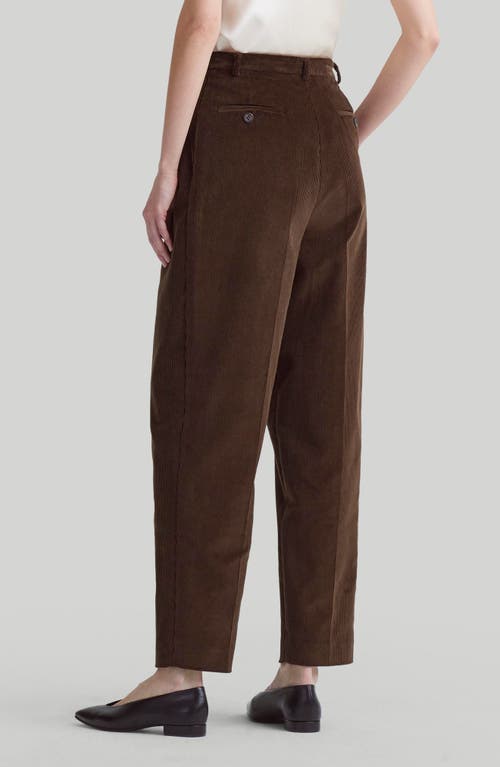 Shop Altuzarra Emmett Pleated Corduroy Tapered Leg Pants In Walnut