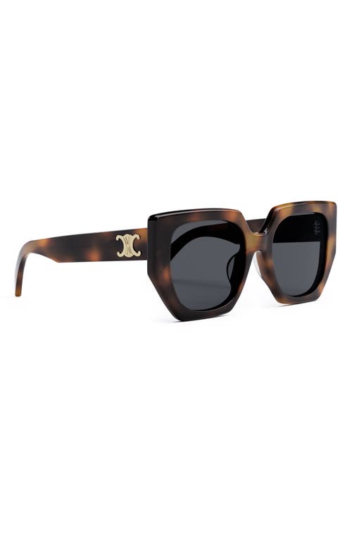 Celine Triomphe 55mm Butterfly Sunglasses In Blonde Havana/smoke