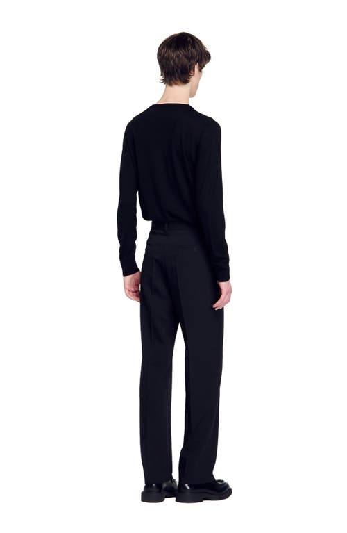 Shop Sandro Wide-leg Wool Trousers In Black