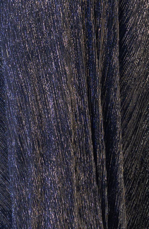 Betsy & Adam Women's Galaxy Metallic V-neck Gown In Navy/gold