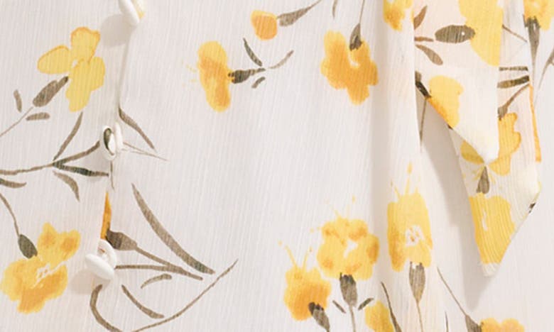 Shop Calvin Klein Floral Short Sleeve Dress In Golden Multi