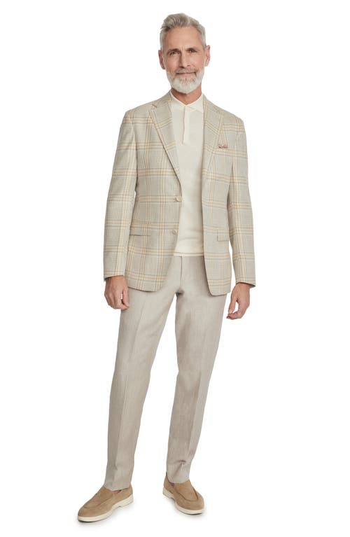 Shop Jack Victor Mcallen Soft Constructed Plaid Wool, Silk & Linen Blazer In Beige/light Grey