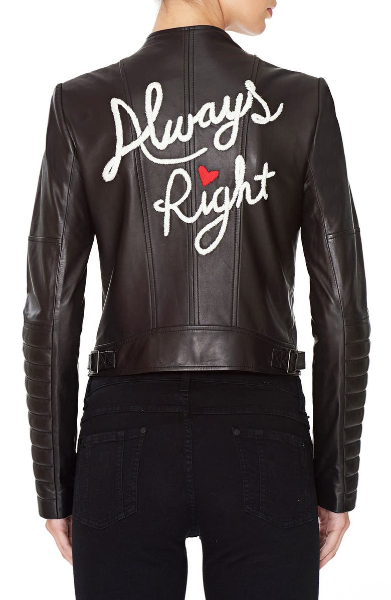 Gamma Embroidered Leather Jacket