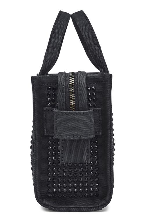 Shop Marc Jacobs The Mini Denim Tote In Black Crystal