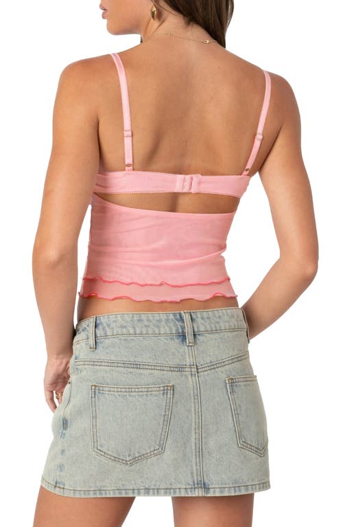 Shop Edikted Embroidered Floral Cutout Lace Crop Top In Pink