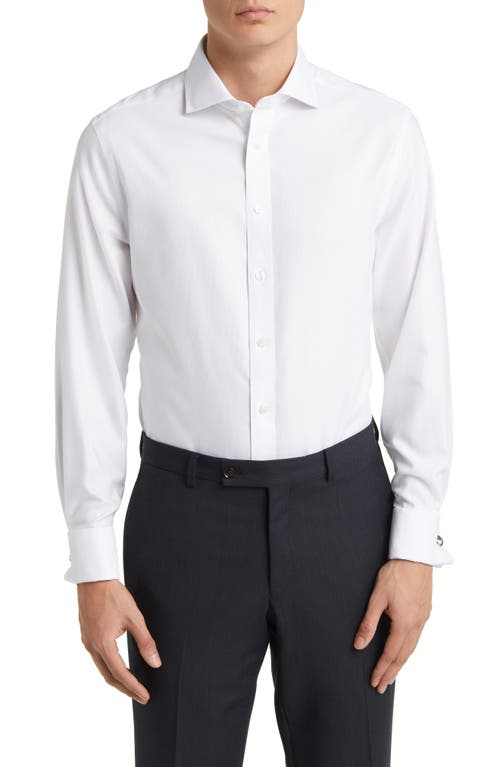 Clifton Slim Fit Non-Iron Cotton Twill Dress Shirt in White