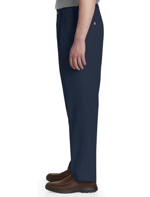 Harbor Bay Waist-relaxer Pleated Twill Pants In New Navy