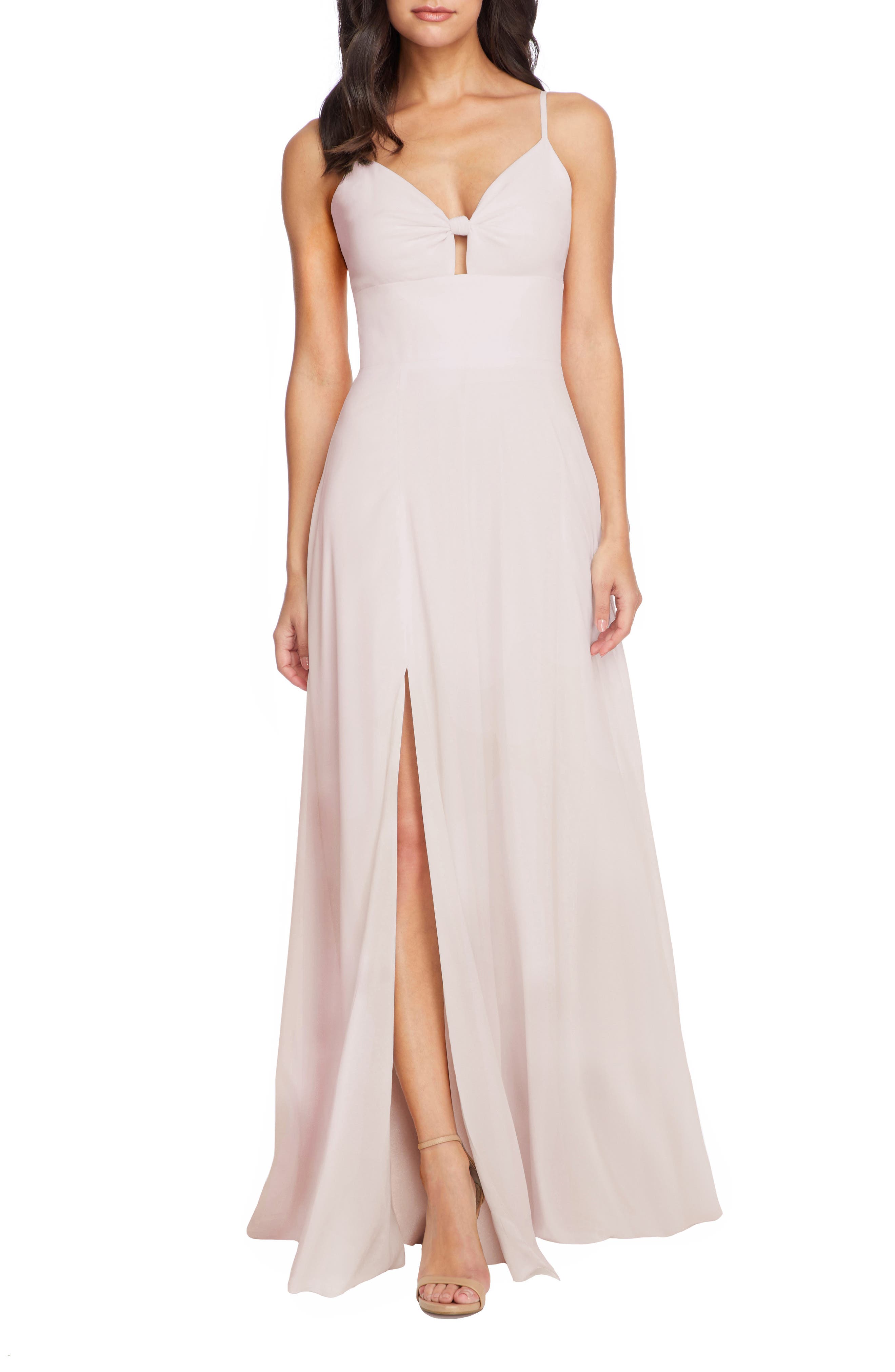 Dress The Population Cambria Tie Bodice Evening Dress, Pink