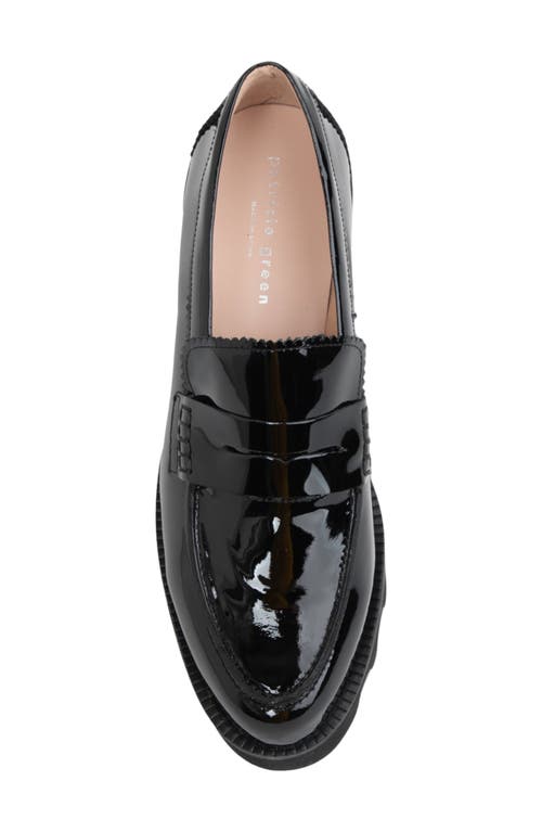 Shop Patricia Green Vince Lug Sole Penny Loafer In Black Patent