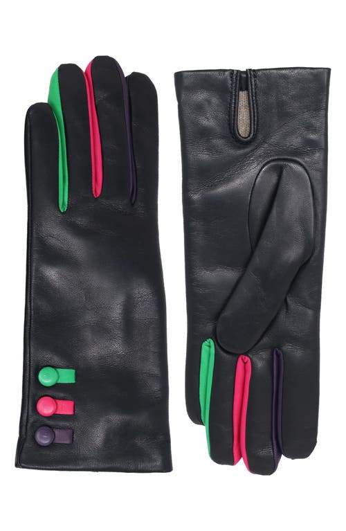 Cashmere Lined Leather Gloves in Black/Colors