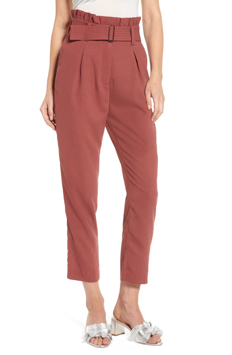 MOON RIVER Paper Bag Waist Trousers | Nordstrom
