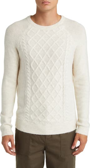 Cable knit trim stitchy sweater hotsell