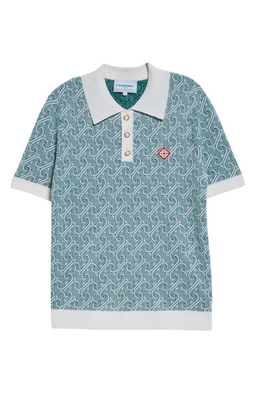 Shop Casablanca Monogram Jacquard Wool Polo In Column Monogram