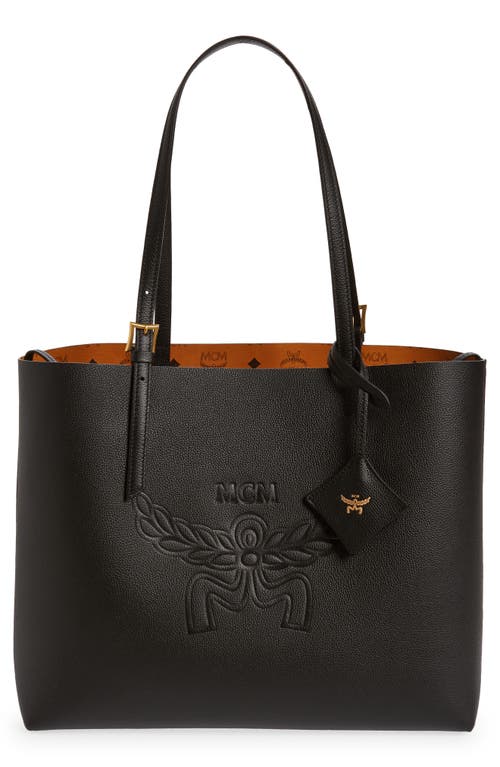 MCM Medium Lauretos Reversible Leather Shopper Bag in Black at Nordstrom